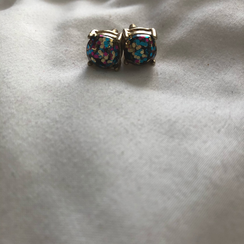 Glitter Button Earrings